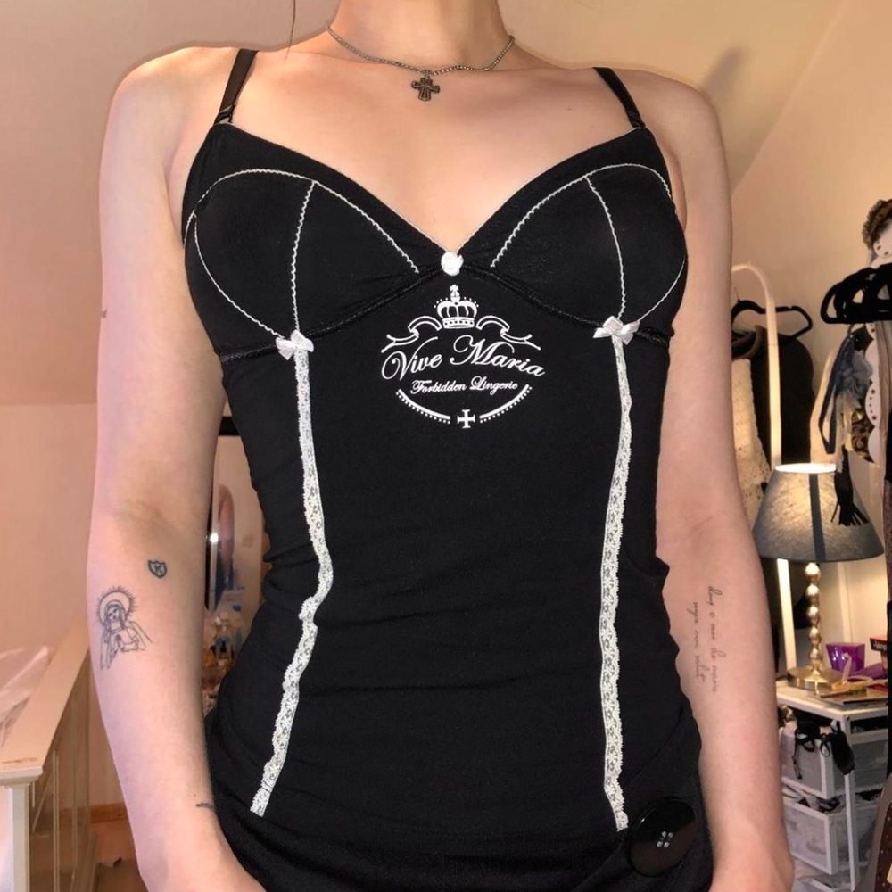Vive maria vintage tank top w/ bows and lace